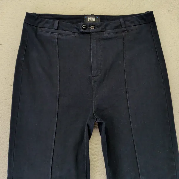 Paige Claudine Thin Denali‎ Flare Jeans Dark Indigo Seamed Trousers Women's 32 - Image 6