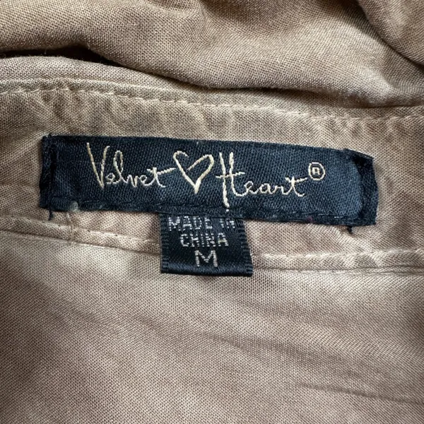 Velvet Heart Button Down Shirt Top Womens M Brown Washed Distressed Collared - Image 4
