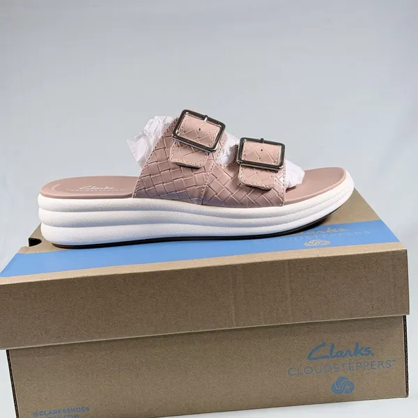 Clarks Cloudsteppers Size-9.5M Womens Sandals Drift Buckle‎ 10W Peach/Rose - Image 2