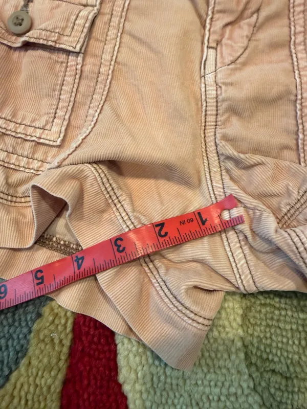 American Eagle Outfitters High Rise Corduroy Cargo Shorts Peach 4 Runs Small - Image 4
