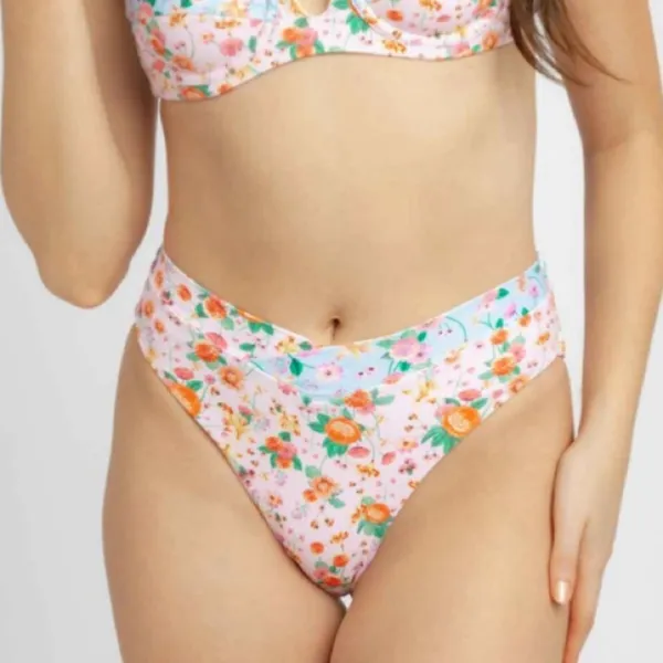 NWT Blackbough Valentina High Waist Floral Bikini Bottoms Size XL Pink - Image 3