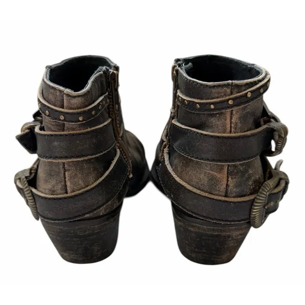 Circle G Distressed Leather Zip Ankle Western Boots Style P5101 Women's Size 7.5 - Image 4