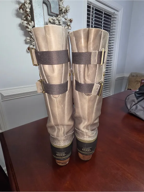 Sorel Slimpack Riding Tall II Leather Rain Winter Boots - Gray/Black Size 7 - Image 7