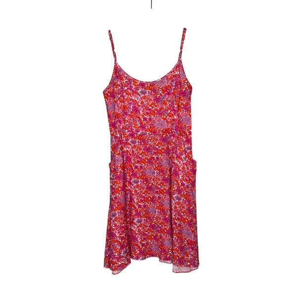 Tuckernuck Floral Mini Dress Womens Pink Orange Linen Pocket Sundress Excellent - Image 3