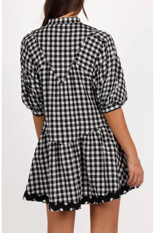 Petal & Pup Black and White Gingham Mini Dress - Image 2