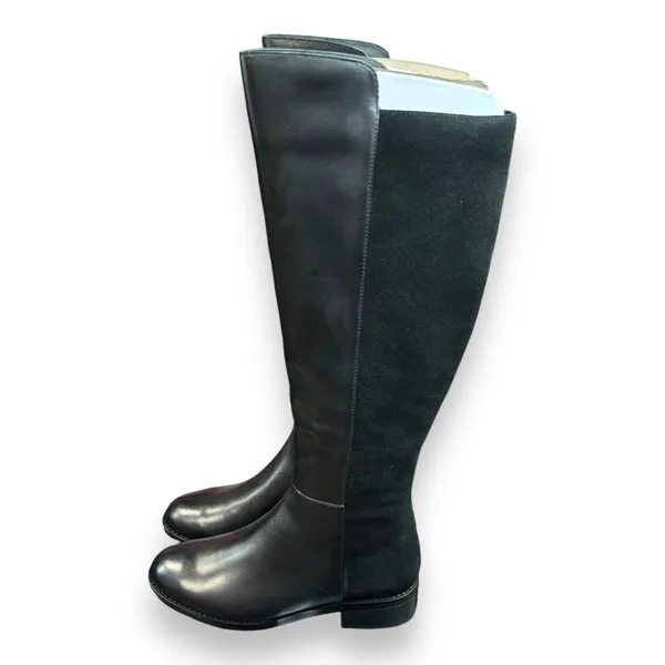 Aqua‎ Diva Waterproof Over the Knee Boots Leather Black Block Heel Sz 6 - Image 4