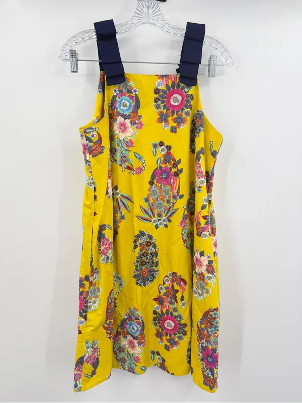 Anthropologie Maeve Sunniva Floral Yellow Shift Dress‎ Ribbon Straps Size XS - Image 3