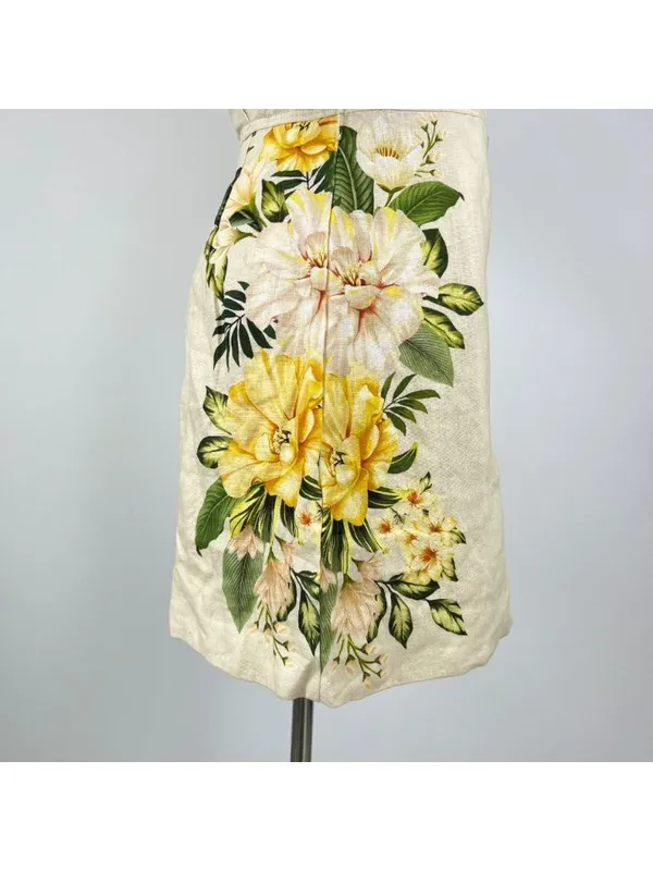 NWOT Farm Rio Linen Sand Garden Cascade Puff Sleeves Mini Dress Size M - Image 6