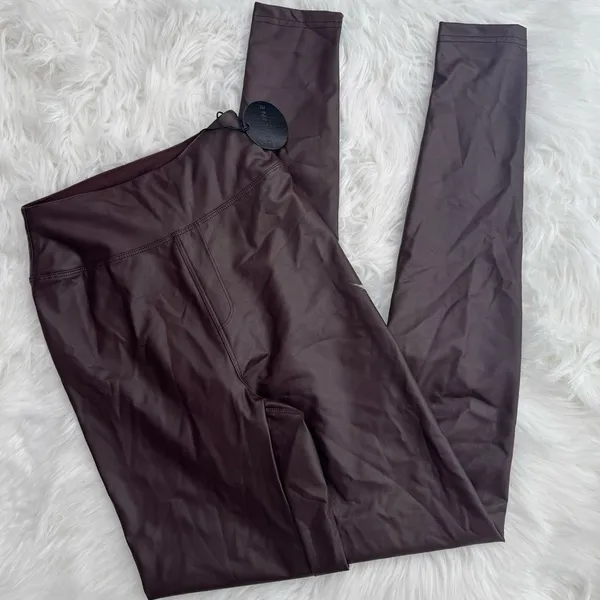 OFFLINE by Aerie Faux Leather High Waisted Leggings Chocolate Brown Size XS - Image 3