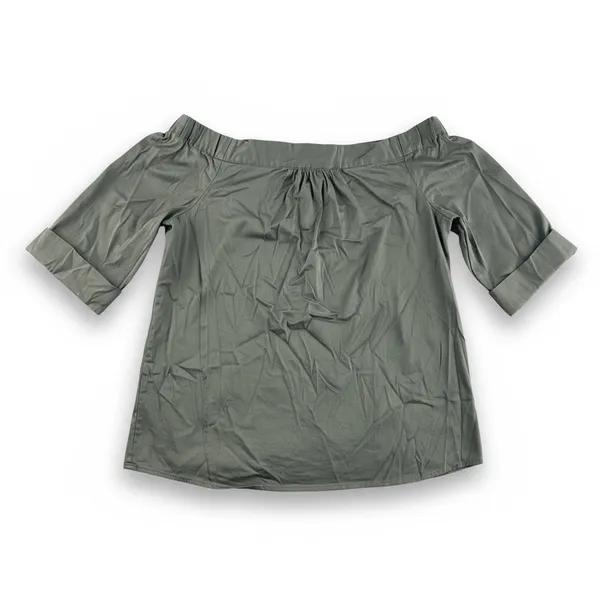 Michael Michael Kors Womens XS Olive Green Off‎ Shoulder Button Front Blouse Top - Image 2