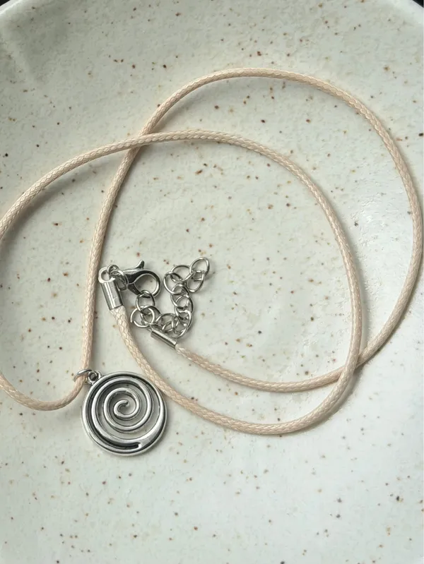 Handmade spiral swirl uzumaki funky boho grunge style necklace🌀 - Image 3