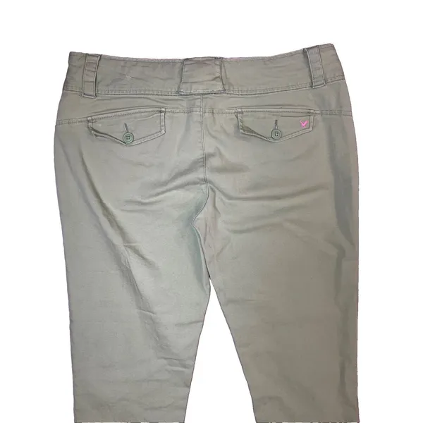 American Eagle Womens 12 Kiwi Green Stretch‎ Capri Pants Cropped Y2K - Image 9