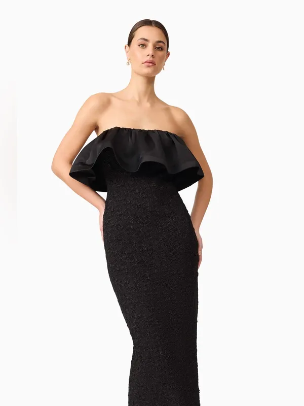 Elliatt Dandelione Strapless Midi Dress in Black S - Image 3