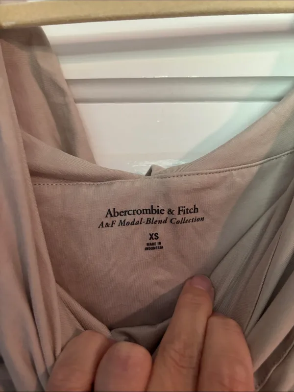 Abercrombie Sleeveless Cross-Front Beige Modal Shirt - Image 2