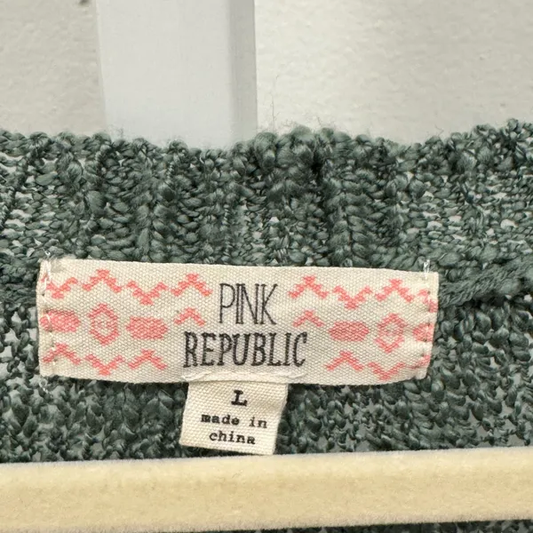 Pink Republic Dried Sage Green Lace Trim Knit Sweater PF522547SK-112 Large - Image 7