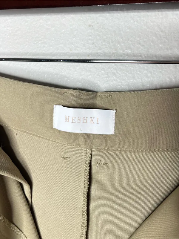 Meshki Jemima Wide Leg Pleated Trouser Pants in Olive Green Office Career - Image 8
