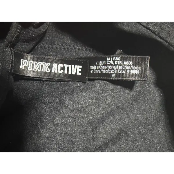 PINK Victoria's Secret Active Black Seamless High Neck‎ Crop Sports Bra Medium - Image 4
