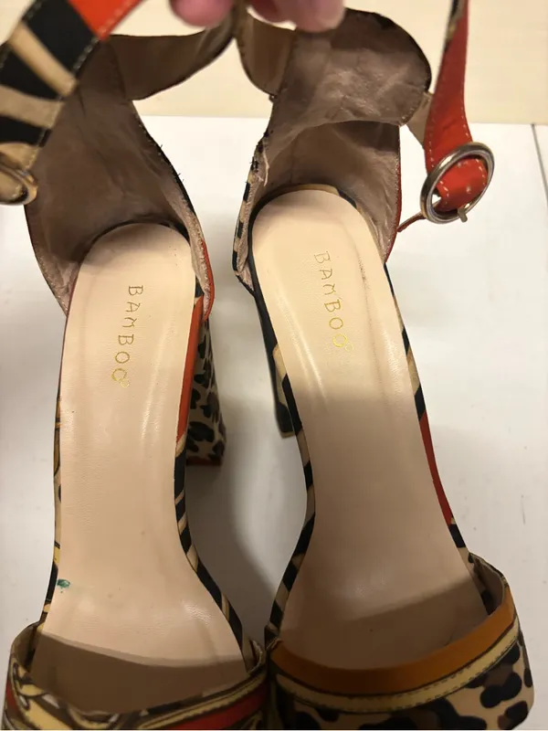 BAMBOO Animal Print Platform Heels with Red Accents - Image 4
