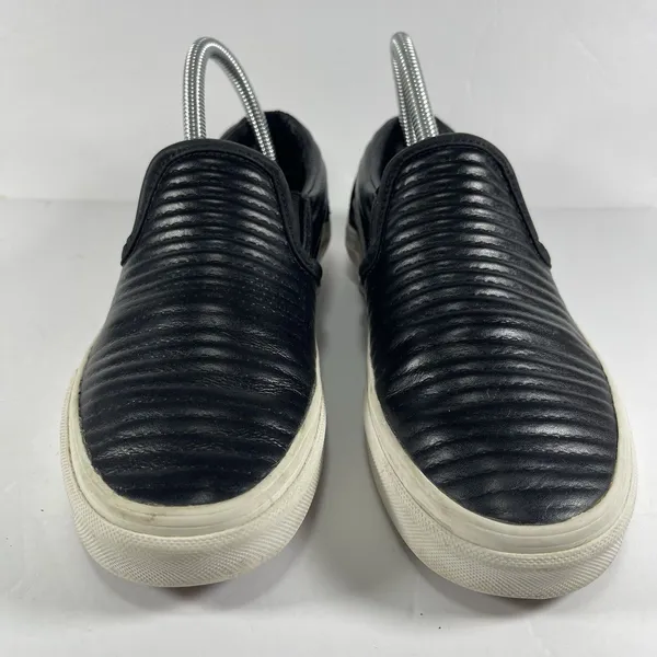 Vans Classic Slip-On Moto Leather Black Quilted Shoes - Women's 7 / Men's 5.5 - Image 3
