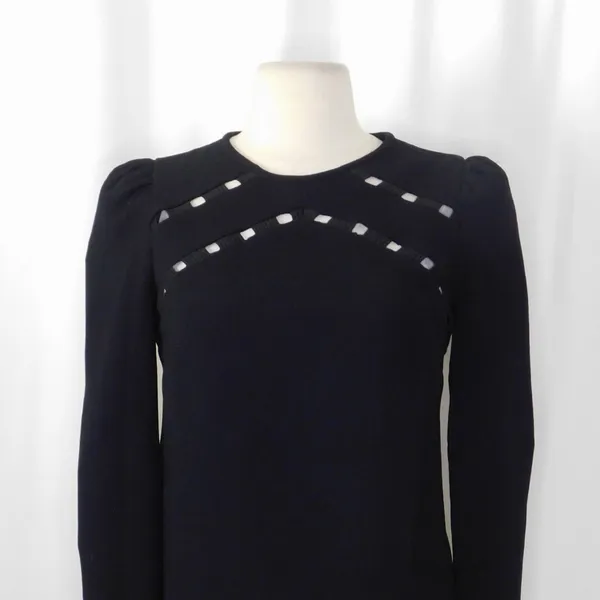 BA&SH Black Corus Top Blouse Cutout Details Solid Cut-Outs Bash Size 0 US Size 4 - Image 3