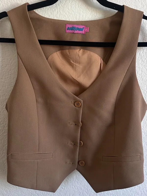 EDIKTED TAN VEST JACKET  M - Image 11
