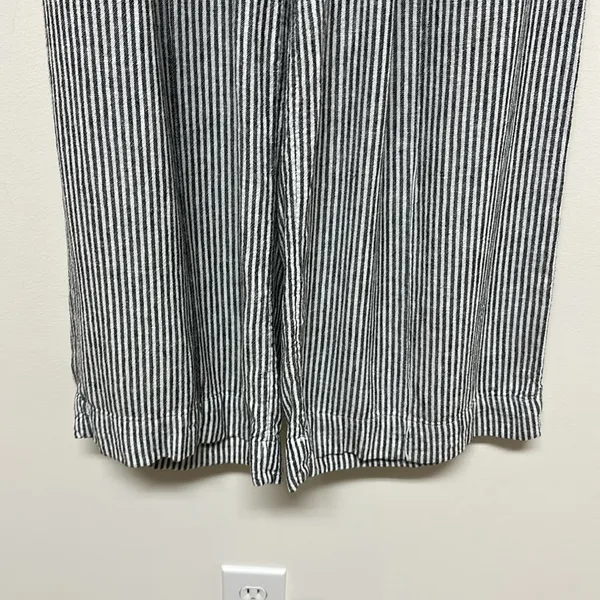 A New Day- Navy & White Striped Linen Wide Leg Pants with pockets size S - Image 4