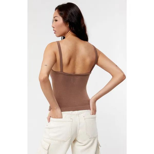 5/$35 PacSun Contour Womens Tank Top Sz M Brown Seamless‎ Longline - Image 2