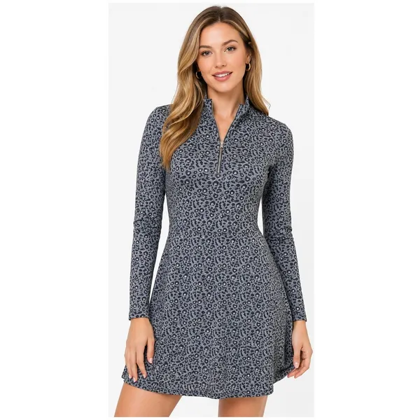 Tommy Hilfiger Womens Dress Size S Leopard Print Mock Neck Quarter Zip Casual - Image 3