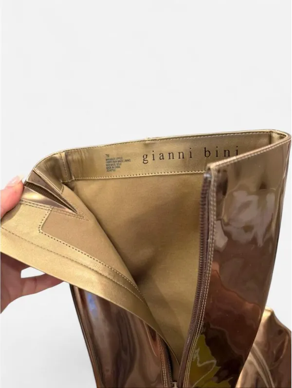 brand new Gianni Bini Metallic Gold Patent Knee High Boots, size 7 - Image 3