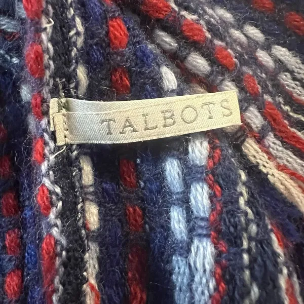 Talbots Fringe‎ Scarf Throw Blanket Red White Blue - Image 7