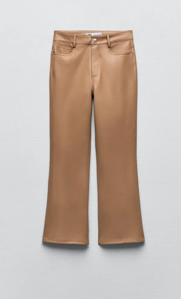 Faux Leather Mini Flare Pants - Image 2