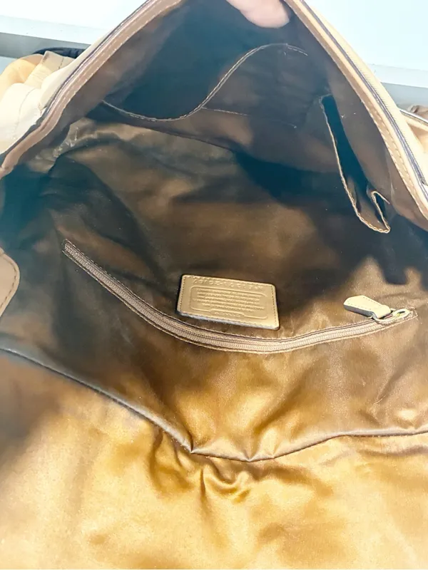 COACH Madison Sadie Flap Satchel Tan Leather Gold Hardware Crossbody - Image 3