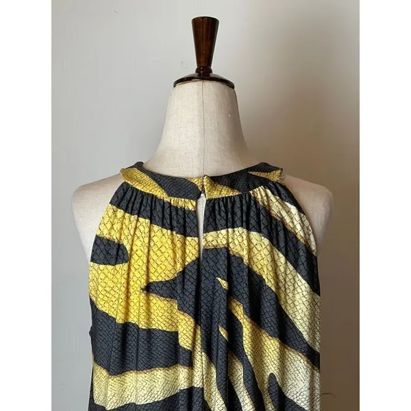 Chico's Black And Gold Zebra Print Jersey‎ Sleeveless Halter Neck Maxi Dress S - Image 8