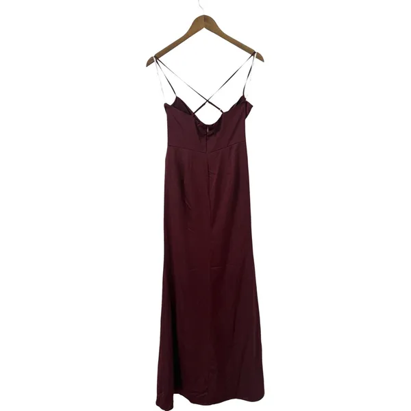 Lulus Moments of Beauty Plum Purple Satin Cowl Neck Tulip Maxi Dress size S NWT - Image 5