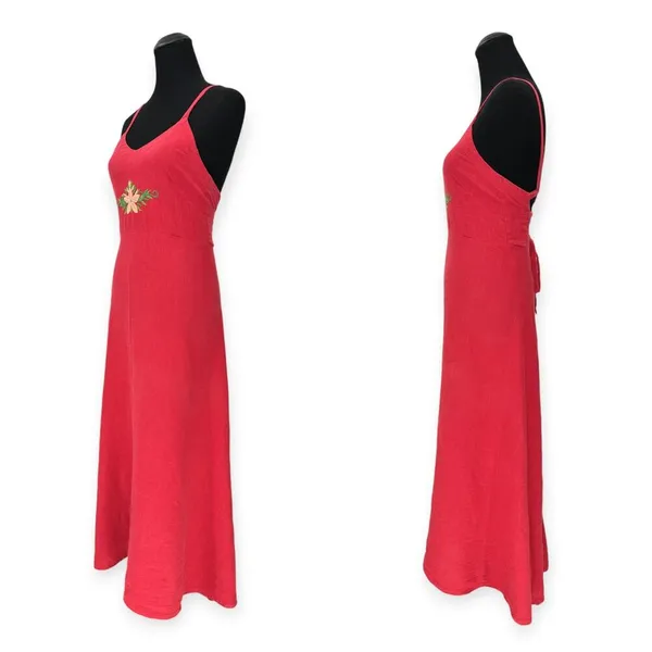 Reformation | 4 | Floral Embroidered Linen Feel Fit & Flare Lace Back Maxi Dress - Image 3