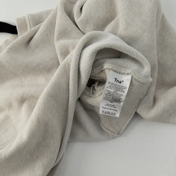 Aritzia TNA AiryAF Fleece Raw Edge Hem Crew Neck Cropped Sweatshirt Sweater Gray - Image 3