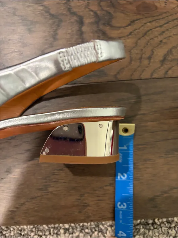 Tory Burch Silver Sadie Slingback Flats Sz 7 - Image 10