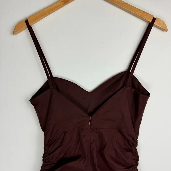 NWT Zara Brown Ruched Ruffle Mini Dress Sz XS - Image 10