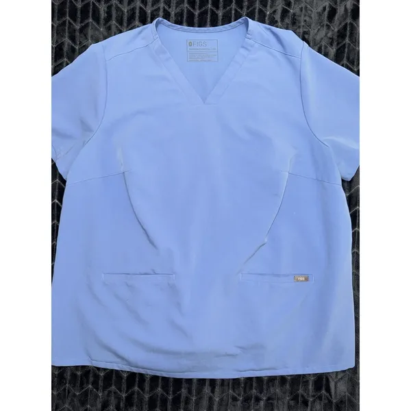FIGS Women's Catarina V Neck Pocket Scrub Top Blue Short Sleeves Sz 3XL - Image 2