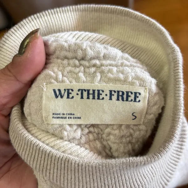 Free People We the Free Dayton Neutral Slouchy Mock Neck Pullover Sweatshirt S - Image 7