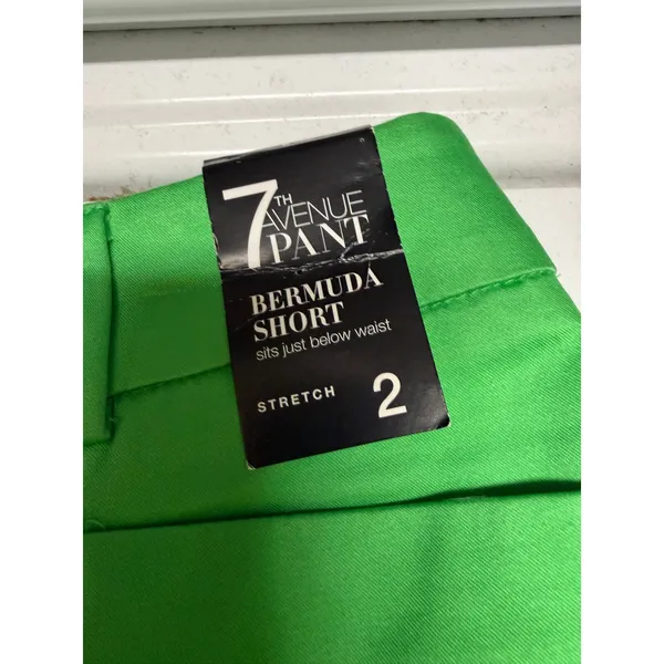 New York & Company 7th Avenue Bermuda Shorts Bright Green Stretch Cotton 2 NWT‎ - Image 6