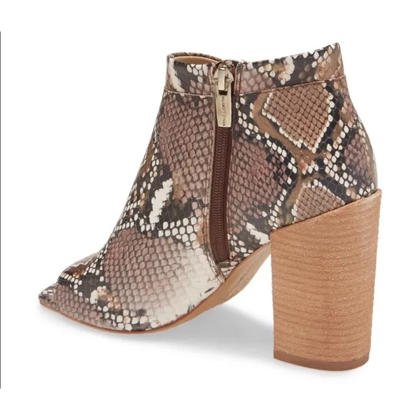 Vince Camuto Fedrilla Open-Toe Snake‎ Print Booties – Size 6.5 New - Image 2