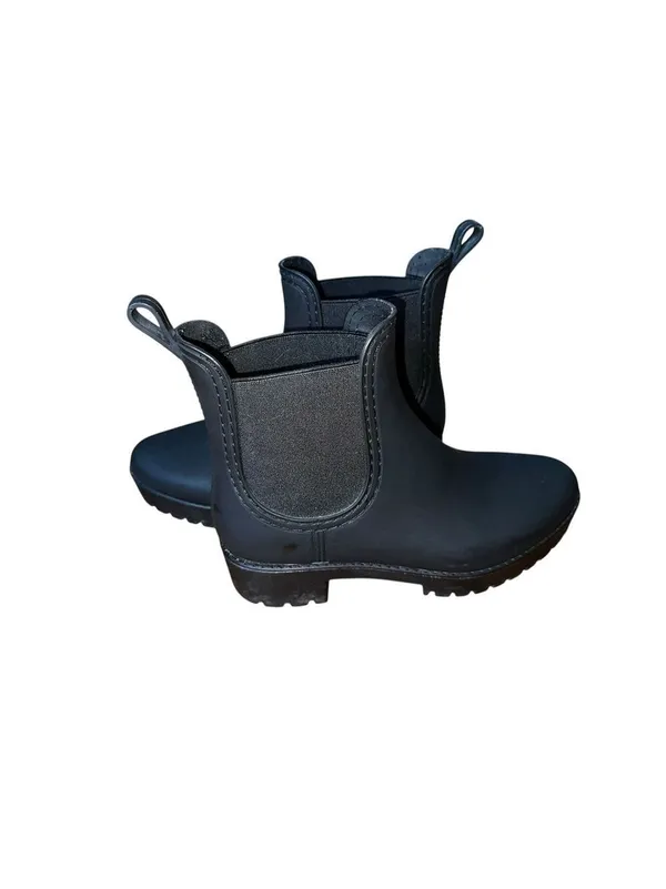 Jeffrey Campbell Cloudy Black Matte Rubber Rain Boots Chelsea Ankle Platform 7 - Image 4