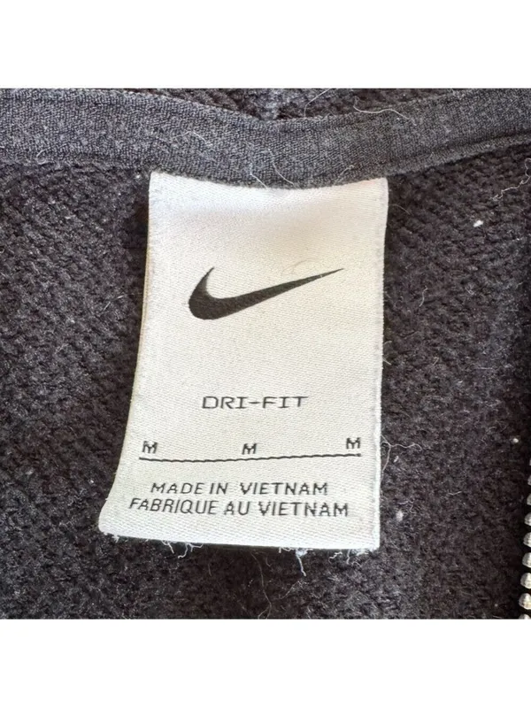 Nike Dri-Fit Black Zip-Up Sweatshirt Hoodie Size Medium (BROKEN ZIPPER) - Image 4