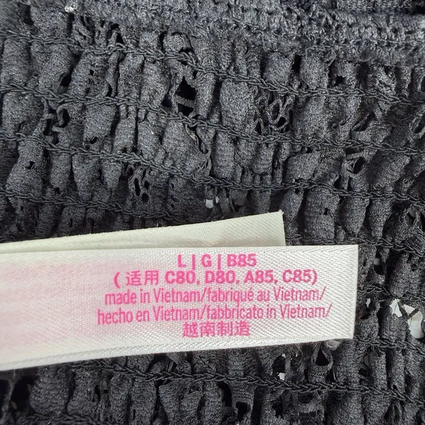 Victoria's Secret PINK L Large‎ Lace Bralette Bra Black Lace Strappy Smocked - Image 11
