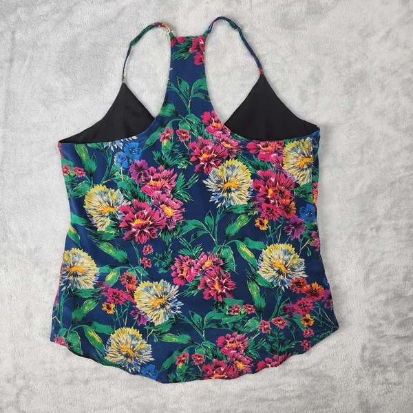 Lavender Brown Womens Silk Floral Cami Tank Top Made In USA Size M Medium - Image 7