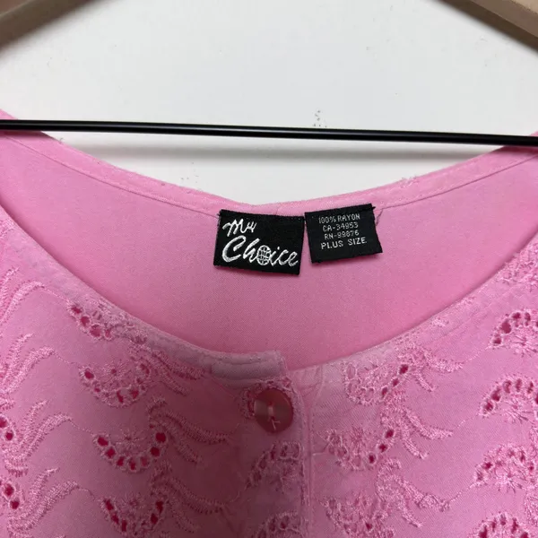 VTG 90s Women Indie Fairy‎ Embroidered Crochet Top XL Pink Flare Western Boho - Image 5