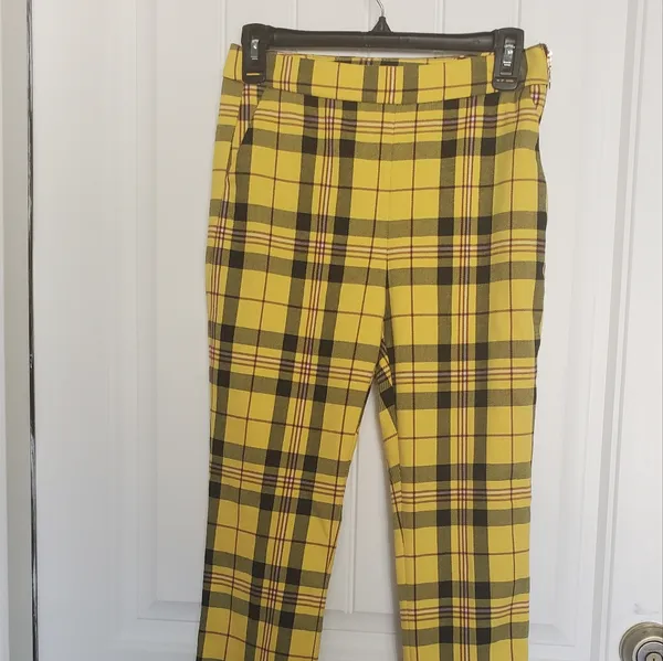Zara XS yellow Plaid pants - Image 4