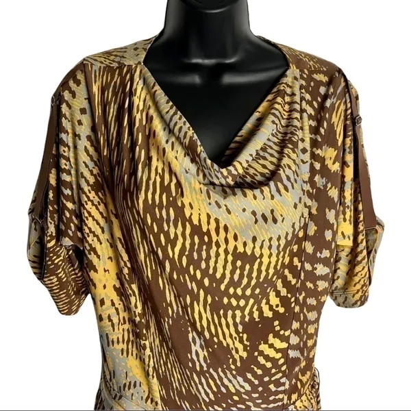 Y2K BCBGMaxAzria Abstract Belted Mini Dress Size XS - Image 2