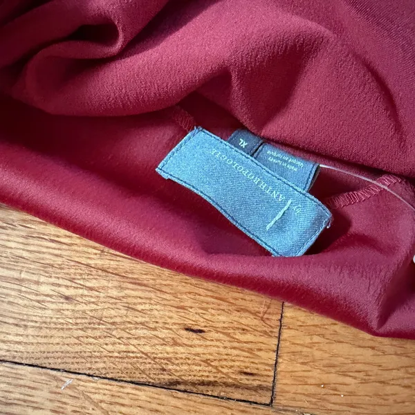 Anthropologie Strapless Satin Midi Dress XL Red Bodycon Side Slit NWT - Image 8